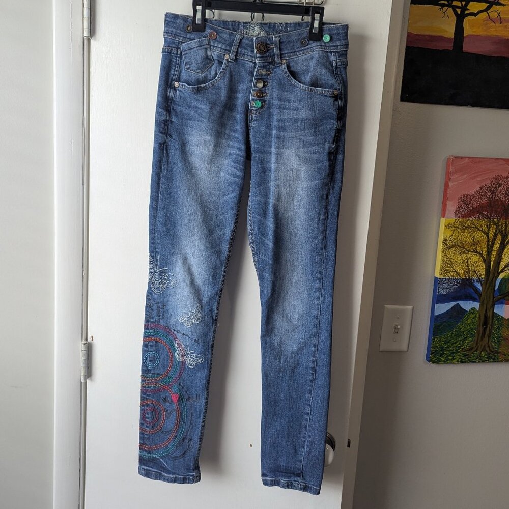 Desigual The Love Button Fly Boyfriend Denim Jeans Size 24